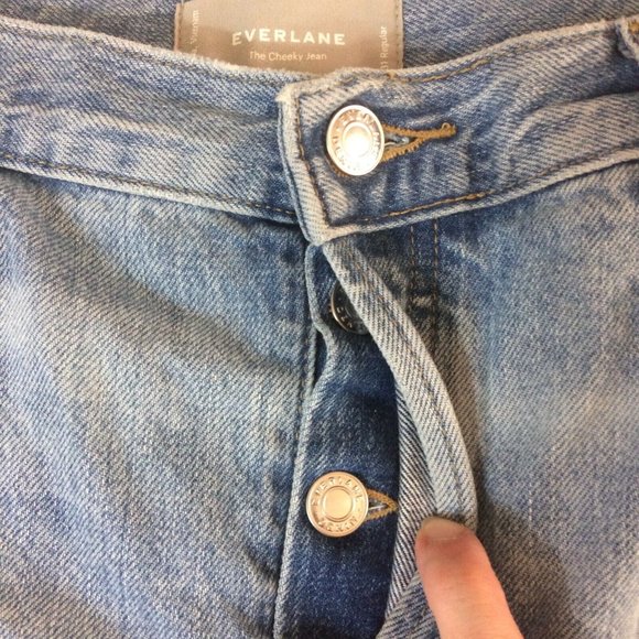 Everlane Womens The Cheeky Jeans Button Fly High Rise Light Wash Straight Sz 31 - Picture 3 of 10